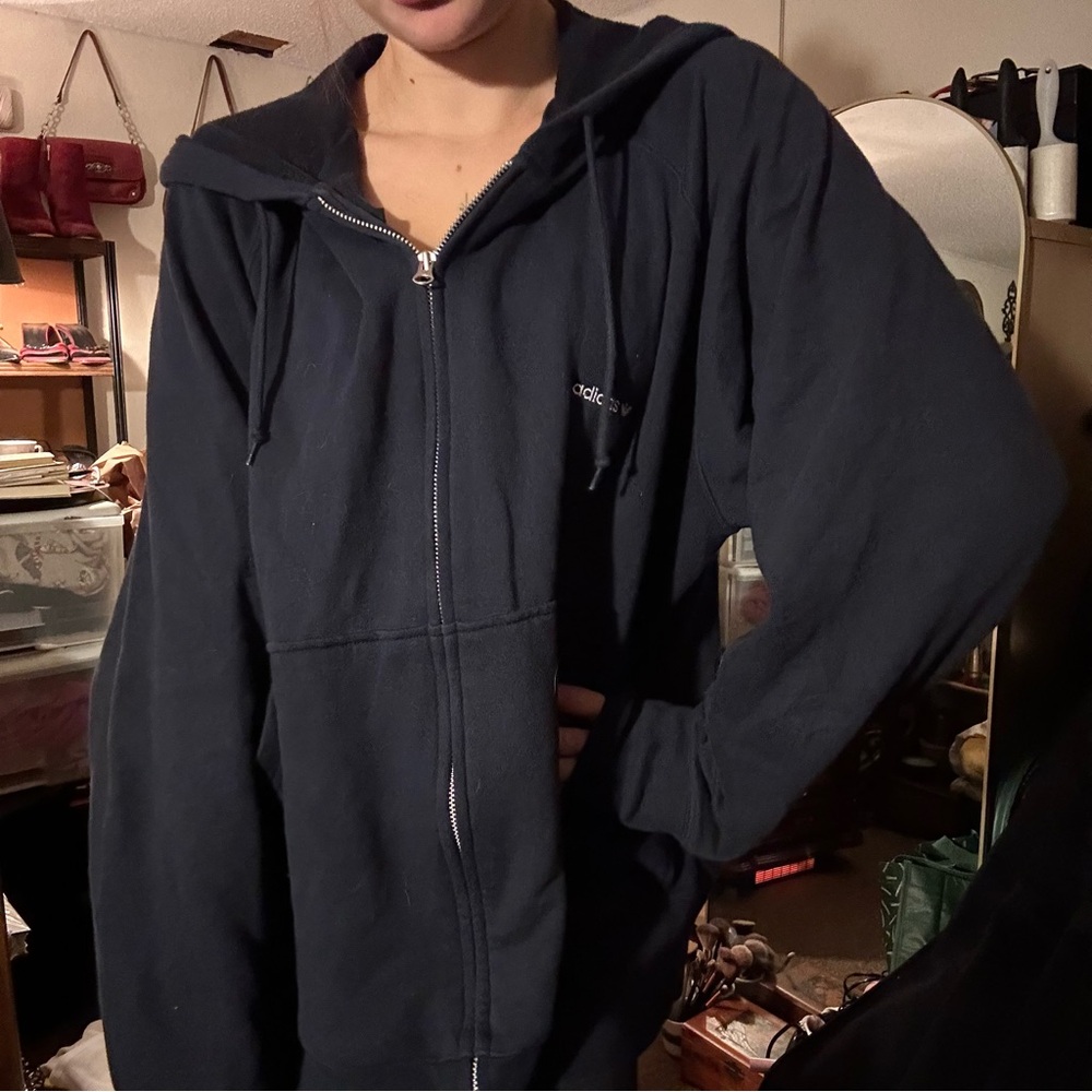 Adidas Navy Blue Zip-Up Hoodie Xxl